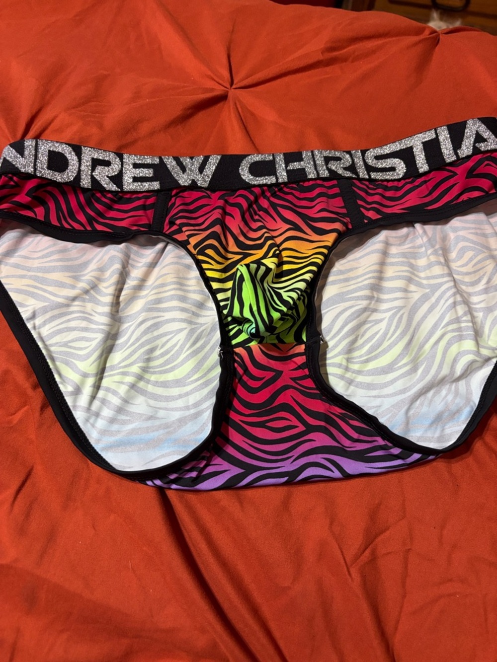 Andrew Christian Multicolor Zebra Pouch Briefs with Glitter Waistband